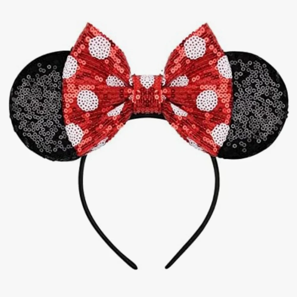 Brand New 2 Mouse Ears Headbands Shiny Sequins Party.